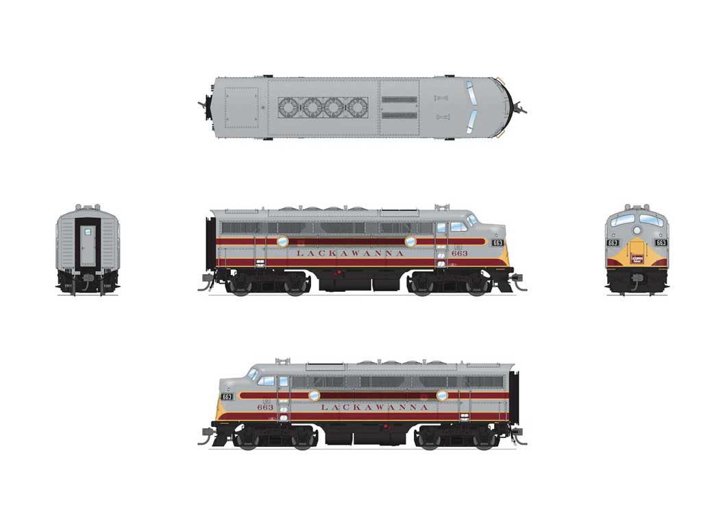 EMD F3A - Standard DC - Stealth -- Delaware, Lackawanna & Western #663 (2020s Steamtown Version, gray, maroon)-2