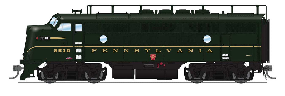 EMD F3 A-Unpowered B Set - Sound and DCC - Paragon4(TM) -- Pennsylvania Railroad #9510A, 9510B (Single Stripe, Brunswick Green)-1