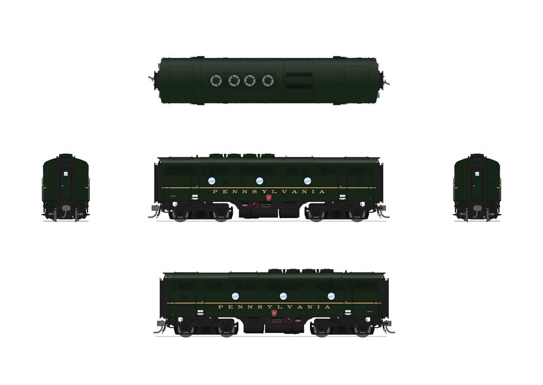 EMD F3 A-Unpowered B Set - Standard DC - Stealth -- Pannsylvania Railroad #9510A, 9510B (Single Stripe, Brunswick Green)-4
