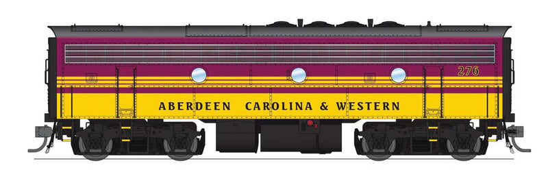 EMD F7B - Sound and DCC - Paragon4(TM) -- Aberdeen, Carolina & Western ACWR #276 (magenta, yellow)-1