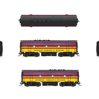 EMD F7B - Sound and DCC - Paragon4(TM) -- Aberdeen, Carolina & Western ACWR #276 (magenta, yellow)