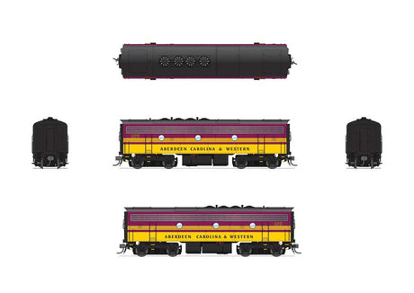 EMD F7B - Standard DC - Stealth -- Aberdeen, Carolina & Western ACWR #276 (magenta, yellow)-2