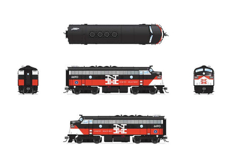 EMD F7A - Standard DC - Stealth -- Connecticut Department of Transportation CDOT #6691 (NH McGinnis, red, black-2