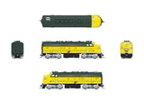 EMD F7A - Standard DC - Stealth -- Chicago & North Western #401 (executive Scheme, yellow, green, silver)-2