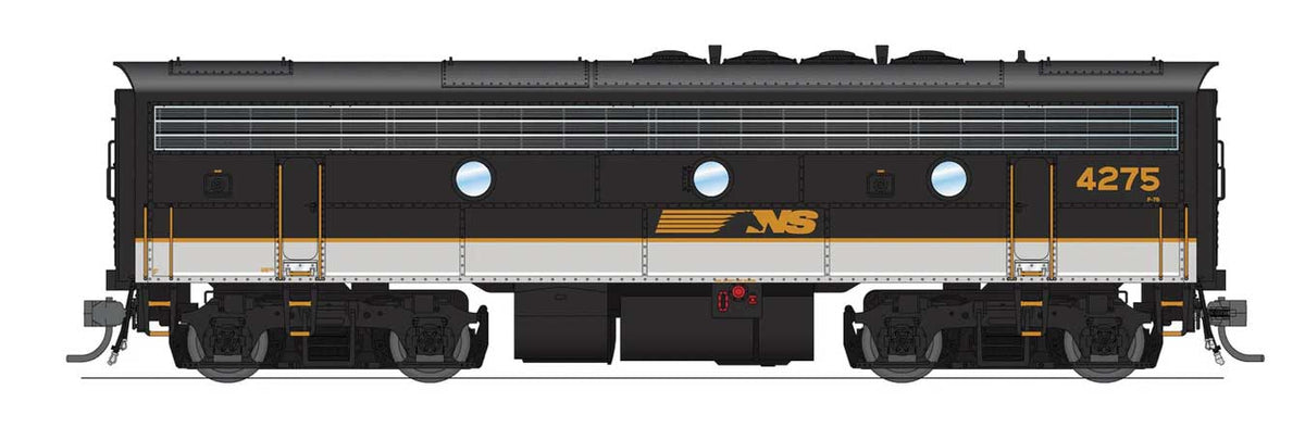 EMD F7 A-Unpowered B Set - Sound and DCC - Paragon4(TM) -- Norfolk Southern #4270, 4275 (Tuxedo, black, white, gold)-2
