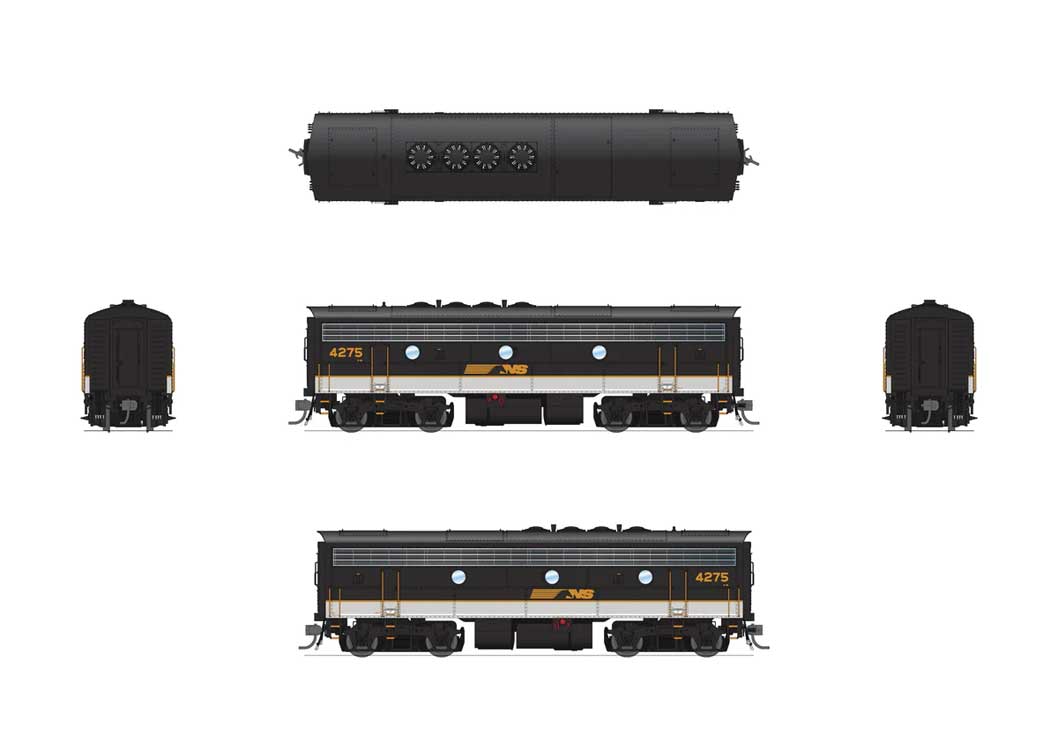 EMD F7B - Sound and DCC - Paragon4(TM) -- Norfolk Southern #4276 (Tuxedo, black, white, gold)-2