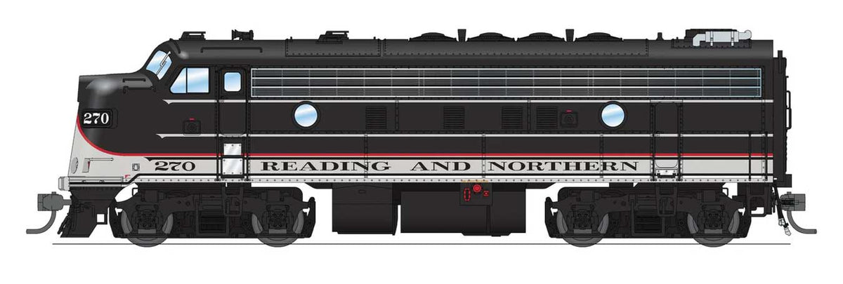 EMD F7A - Standard DC - Stealth -- Reading & Northern #270 (2020s Excursion Scheme, black, white, red)-1