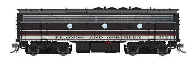EMD F7B - Standard DC - Stealth -- Reading & Northern #275 (2020s Excursion Scheme, black, white, red)-1