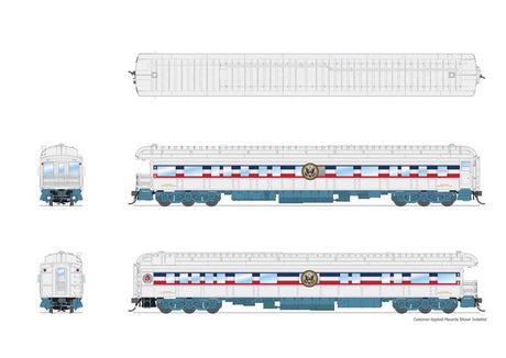 Heavyweight Business Car Observation - Ready to Run -- American Freedom Train (1947 Scheme, white, red, blue, gold)-2