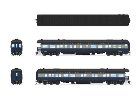 Heavyweight Business Car Observation - Ready to Run -- Baltimore & Ohio #100 (blue, gray, black)-2