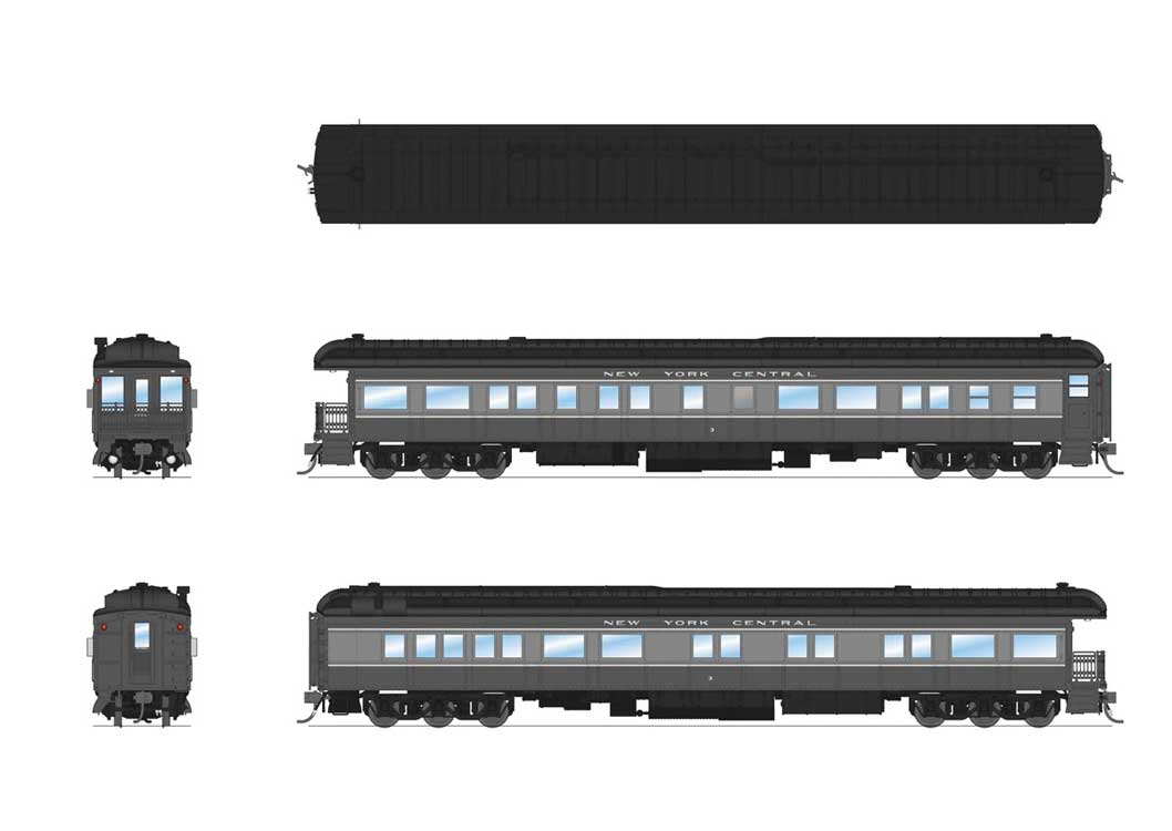 Heavyweight Business Car Observation - Ready to Run -- New York Central #3 (2-Tone Gray)-2