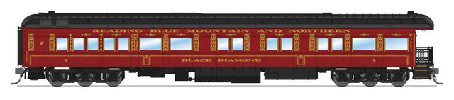 Heavyweight Business Car Observation - Ready to Run -- Reading, Blue Mountain & Northern #1 Black Diamond (Tuscan, black)-1