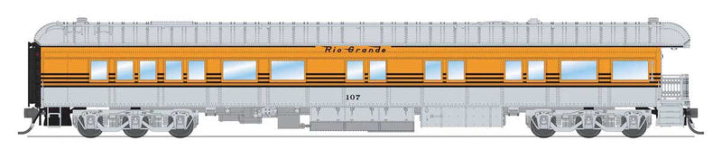Heavyweight Business Car Observation - Ready to Run -- Denver & Rio Grande Western #107 (4-Stripe, silver, Aspen Gold, black)-1