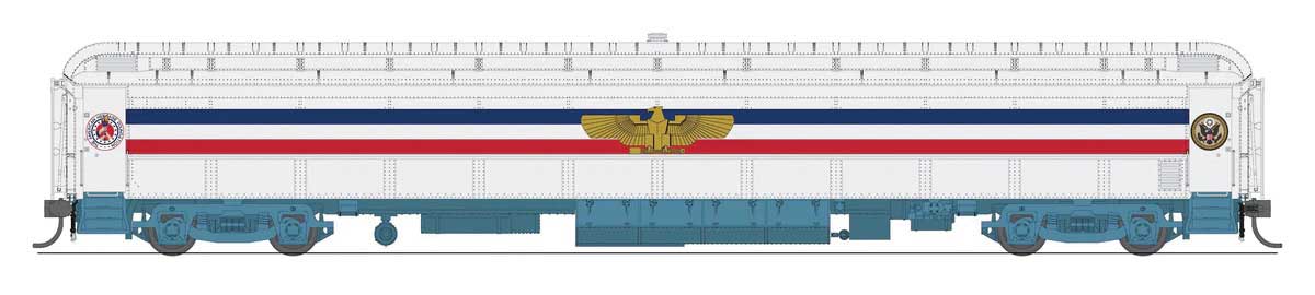 80' PRR P70 Coach - Ready to Run -- American Freedom Train (1947 Scheme, white, red, blue, gold Eagle)-1