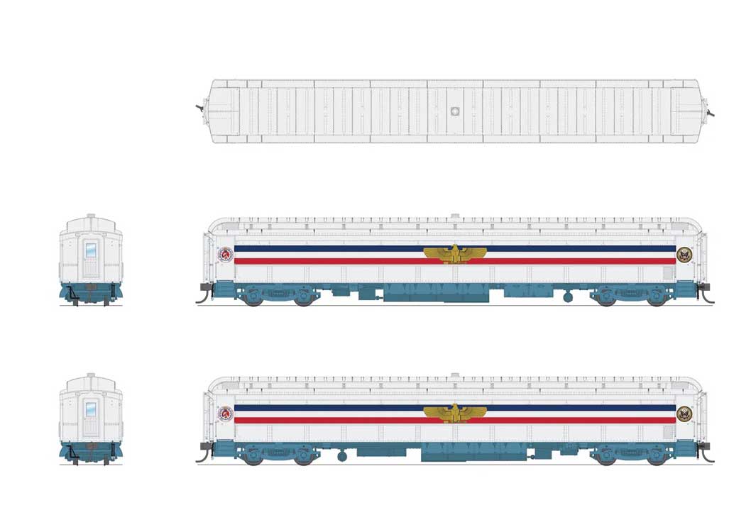 80' PRR P70 Coach - Ready to Run -- American Freedom Train (1947 Scheme, white, red, blue, gold Eagle)-2