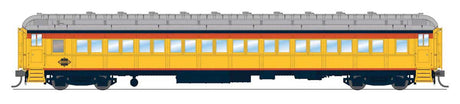 80' PRR P70 Coach - Ready to Run -- Chessie Steam Special (yellow, blue, vermillion, silver)-1