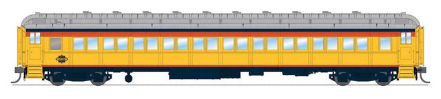 80' PRR P70 Coach - Ready to Run -- Chessie Steam Special (yellow, blue, vermillion, silver)-1