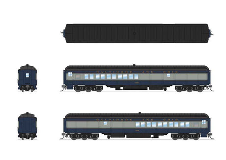 Heavyweight Coach-Baggage-Combine - Ready to Run -- Baltimore & Ohio #1438 (blue, gray, black)-2