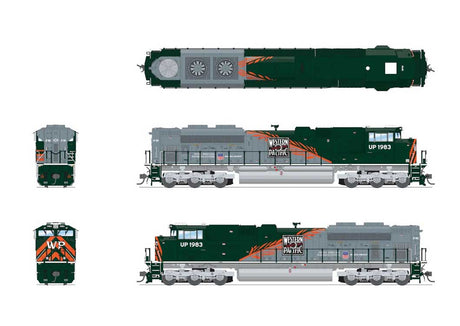 EMD SD70ACe - Sound, DCC and Smoke - Paragon4(TM) -- Union Pacific #1983 (Western Pacific Heritage, green, silver)-2