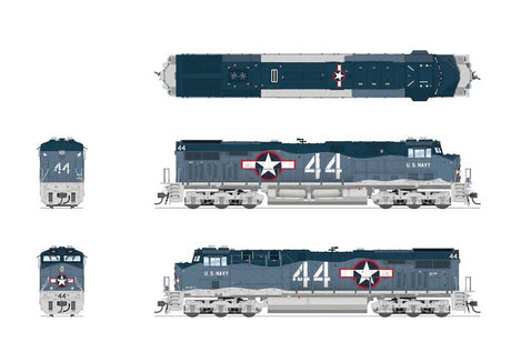 GE ES44AC GEVO - Sound and DCC - Paragon4(TM) -- US Navy #44 (Fantasy Scheme, gray, green, silver)-2