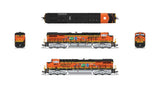 GE ES44AC GEVO - Standard DC - Stealth -- BNSF Railway #6022 (25th Anniversary Scheme, orange, black, yellow)-2