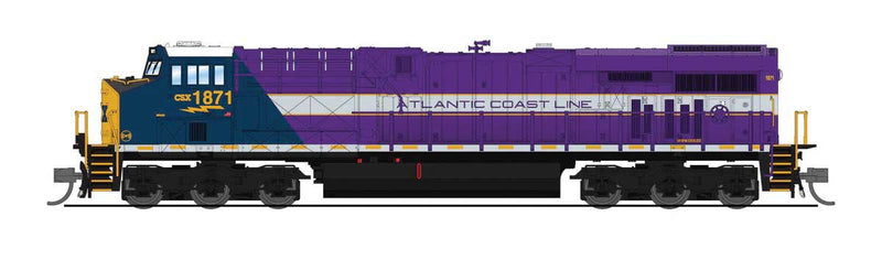 GE ES44AC GEVO - Sound and DCC - Paragon4(TM) -- CSX #1871 (Atlantic Coast Line Heritage, blue, purple, silver, yellow)-1