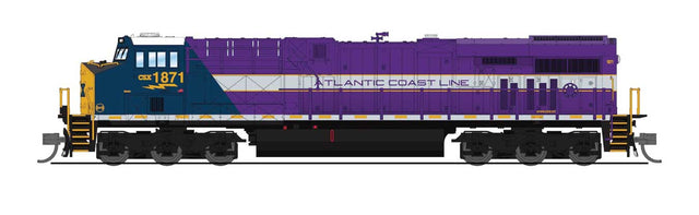 GE ES44AC GEVO - Standard DC - Stealth -- CSX #1871 (Atlantic Coast Line Heritage, blue, purple, silver, yellow)-1