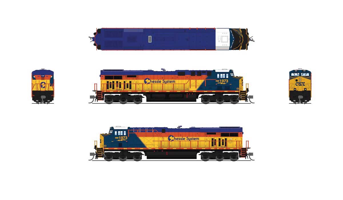 GE ES44AC GEVO - Sound and DCC - Paragon4(TM) -- CSX #1869 (Chessie System Heritage, blue, yellow, orange)-2