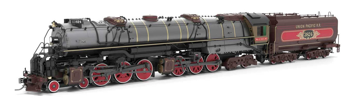UP Class CSA-2 Post-1947 Early 4-6-6-4 Challenger - Sound & DCC - Paragon4 -- Union Pacific #3824 (Fantasy 1800s, gray, brown, red, graphite)