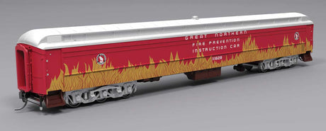 Heavyweight Railroad Instruction - Exhibit Car - Ready to Run -- Great Northern #X1828 (Fire Prevention, red, orange flames, silver)