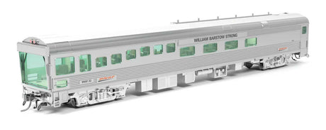 Theater Track Inspection Car - Ready to Run -- BNSF Railway #32 William Barstow Strong (2008-2013, stainless, Wedge Logo)