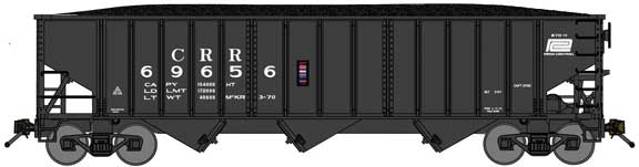 70-Ton 3-Bay 14-Panel Hopper w/Load - Ready to Run -- Clinchfield CRR #68128 (Ex-P&LE, black, PC Logo)