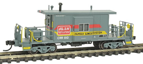Short Body Bay Window Caboose - Ready to Run -- Family Lines System/Clinchfield #1110 (gray, red, yellow)