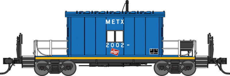 Steel Transfer Caboose w/Short Roof - Ready to Run -- Metra METX #2002 (blue, Milwaukee Road Logo)