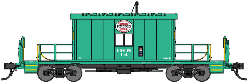 Steel Transfer Caboose w/Short Roof - Ready to Run -- Indiana Harbor Belt #14 Jade Green, Logo Above Window)