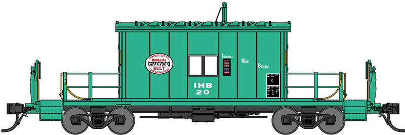 Steel Transfer Caboose w/Short Roof - Ready to Run -- Indiana Harbor Belt #20 Jade Green, Left Logo, Injuries Hurt Beware Slogan)