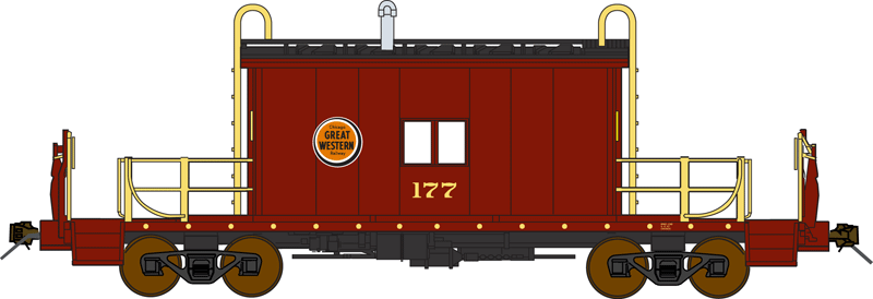 Steel Transfer Caboose w/Running Board - Ready to Run -- Chicago Great Western #177 (Boxcar Red)
