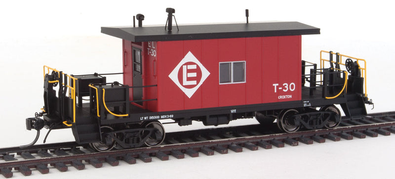 Steel Transfer Caboose w/Long Roof - Ready to Run -- Erie Lackawanna #T-30 (red, black)