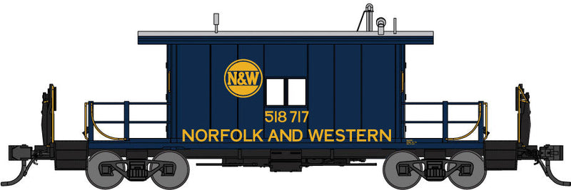 Steel Transfer Caboose w/Long Roof - Ready to Run -- Norfolk & Western #518717 (Pevler Blue)