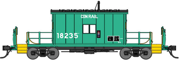 Steel Transfer Caboose w/Short Roof - Ready to Run -- Conrail #18308 (Restenciled Jade Green, black)