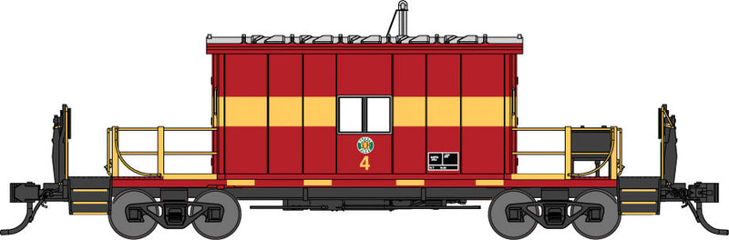Steel Transfer Caboose w/Short Roof - Ready to Run -- South Chicago & Indiana Harbor #4 (maroon, yellow, Small Logo)