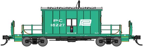 Steel Transfer Caboose w/Short Roof - Ready to Run -- Penn Central 18333 (Jade Green, white, Logo)