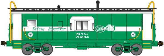 International Car Half-Bay Window Caboose - Ready to Run -- New York Central 20414 (Safety Green, white, ALERT graphics, Safety Wherever