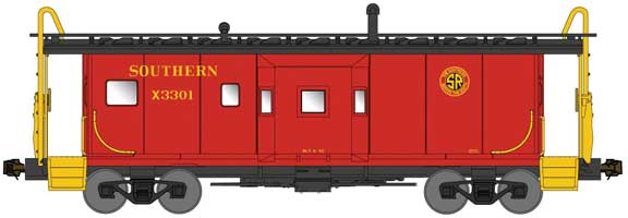 International Car Bay Window Caboose Phase 1 - Ready to Run -- Southern Railway X3309 (Transition-Era, red, yellow Roman Lettering, SR Logo