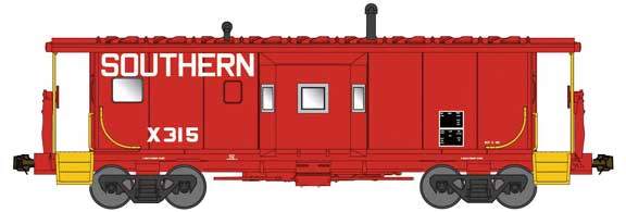 International Car Bay Window Caboose Phase 1 - Ready to Run -- Southern Railway #X326 (FGE-Built, red, yellow)