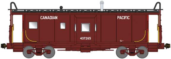 International Car Bay Window Caboose Phase 2 - Ready to Run -- Canadian Pacific 437267 (As-Delivered, Boxcar Red, black)