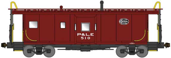 International Car Bay Window Caboose Phase 2 - Ready to Run -- Pittsburgh & Lake Erie 517 (Boxcar Red, black NYC System Logo)