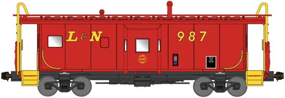 International Car Bay Window Caboose Phase 2 - Ready to Run -- Louisville & Nashville 987 (red, yellow)