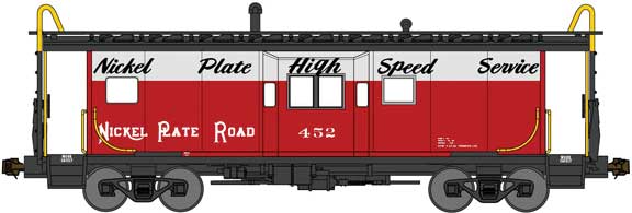 International Car Bay Window Caboose Phase 3 - Ready to Run -- Nickel Plate Road 499 (red, white, black, High-Speed Service)