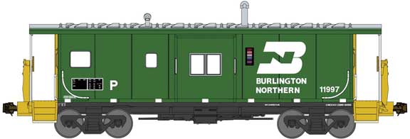 International Car Bay Window Caboose Phase 4 - Ready to Run -- Burlington Northern 11999 (Cascade Green, white, yellow)